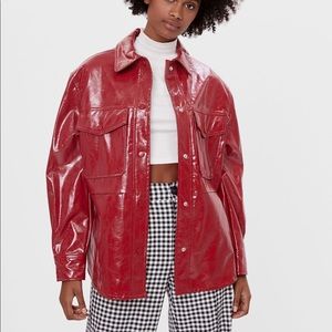 Beautiful vibrant bright BERSHKA red jacket FAUX LEATHER